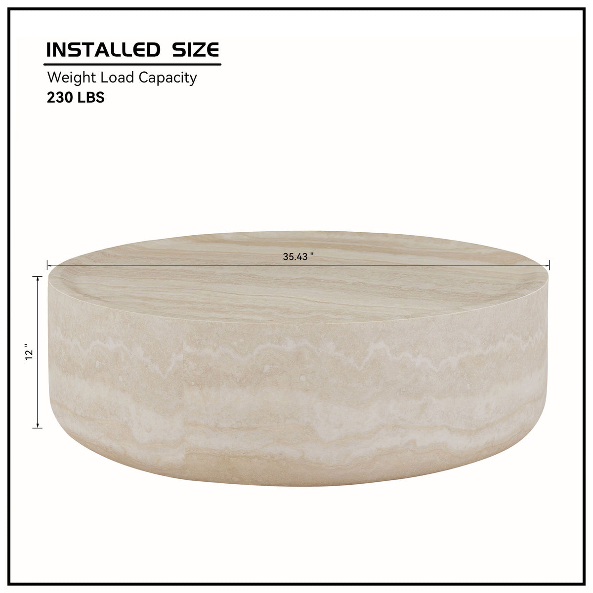 The Bailey Drum | Travertine Round Coffee Table