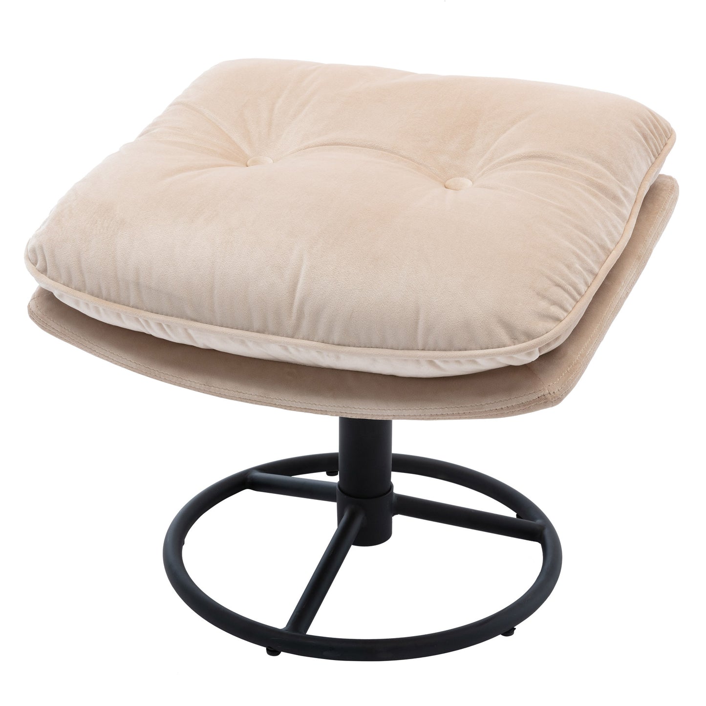 Beige Accent Chair with Ottoman