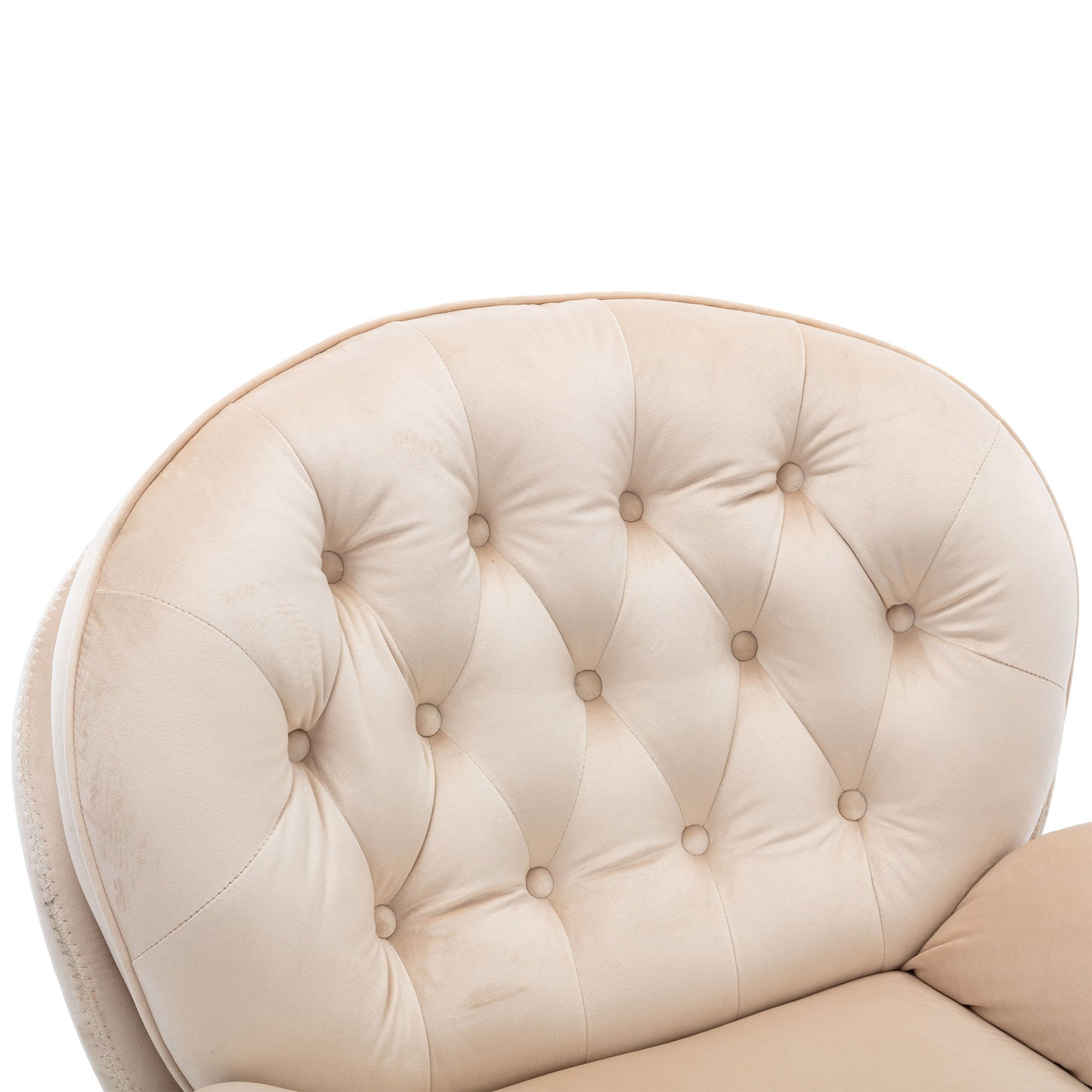 Beige Accent Chair with Ottoman