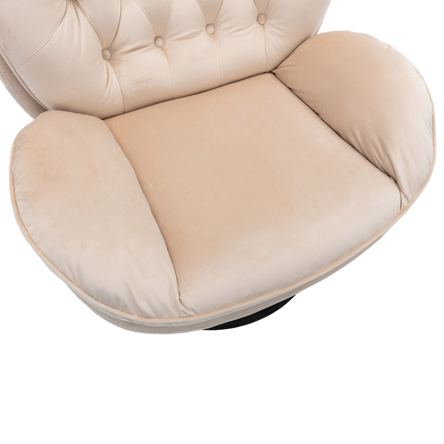 Beige Accent Chair with Ottoman