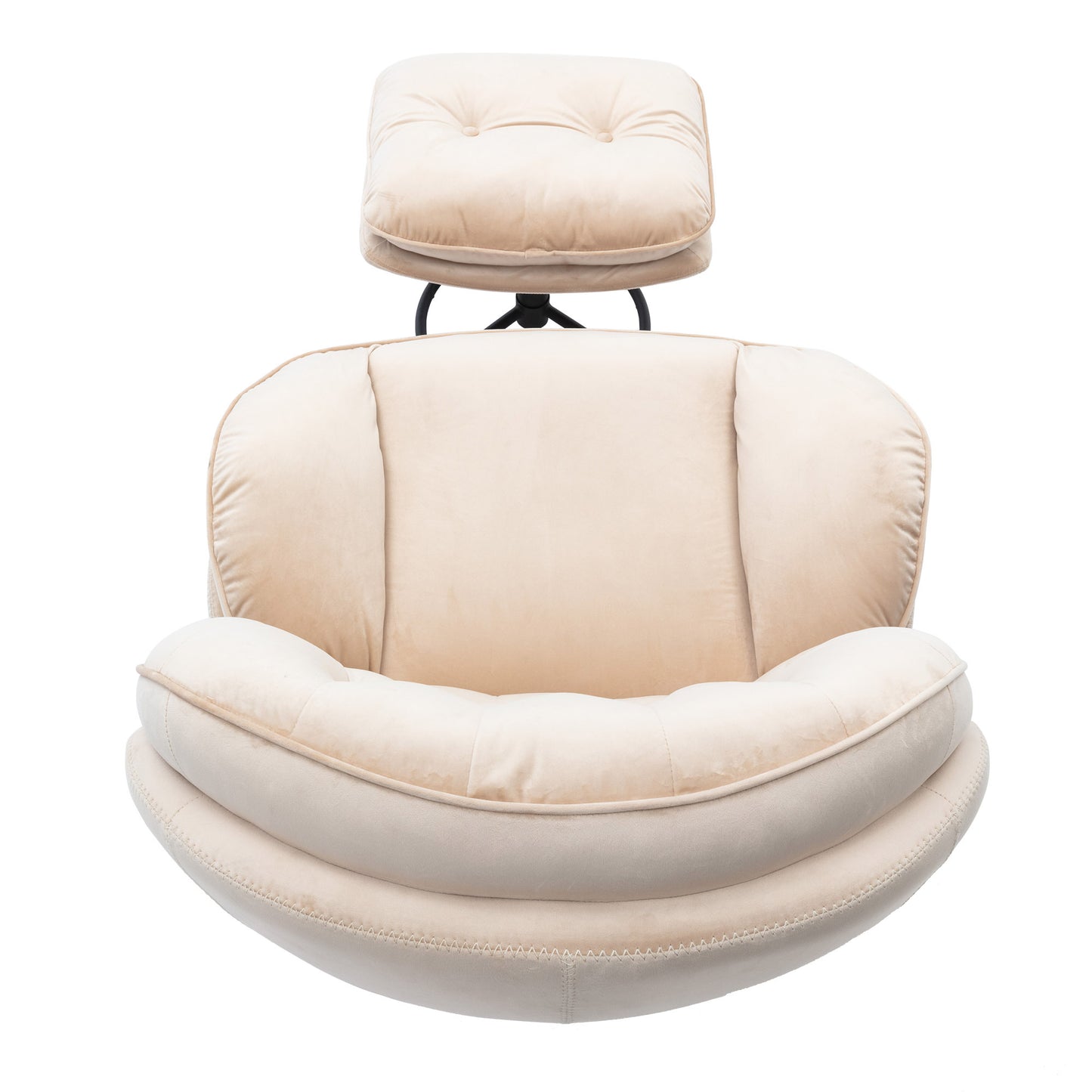 Beige Accent Chair with Ottoman