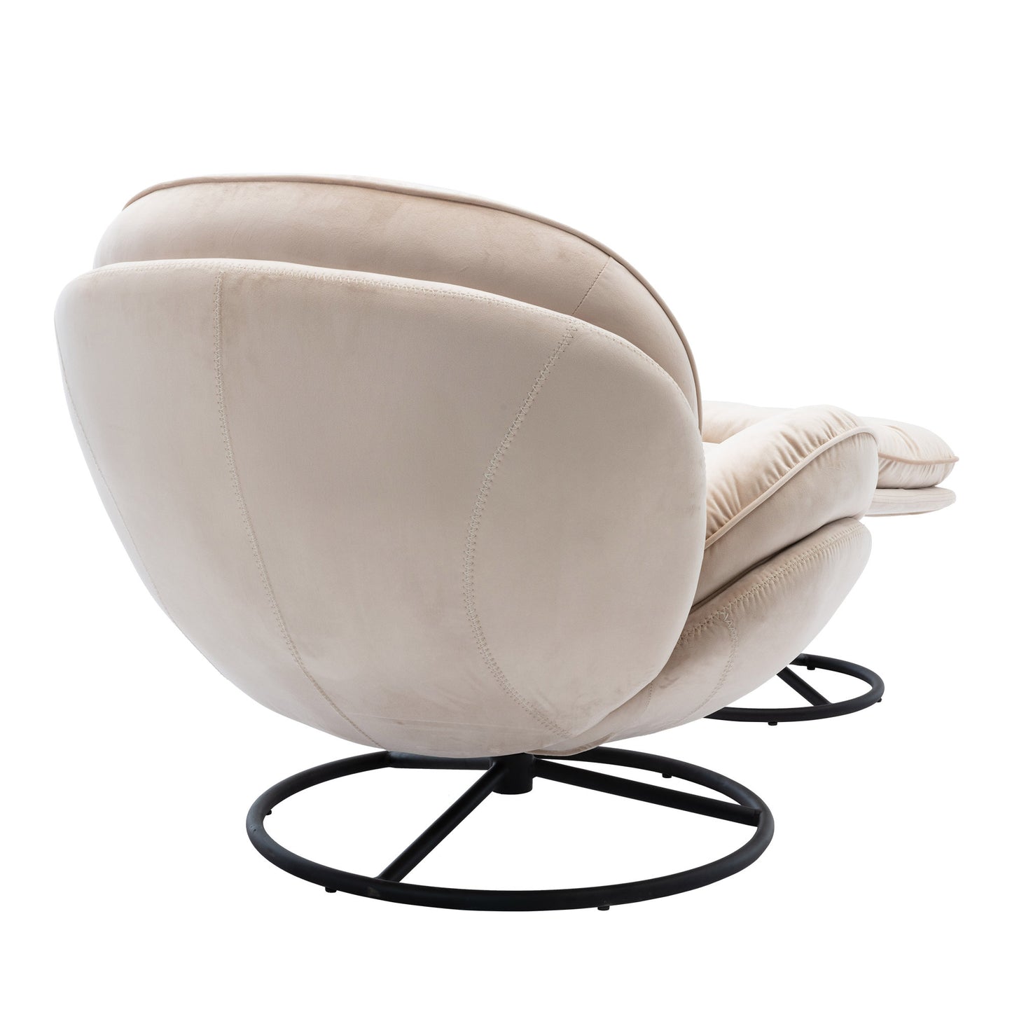 Beige Accent Chair with Ottoman