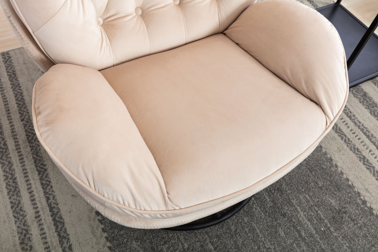 Beige Accent Chair with Ottoman