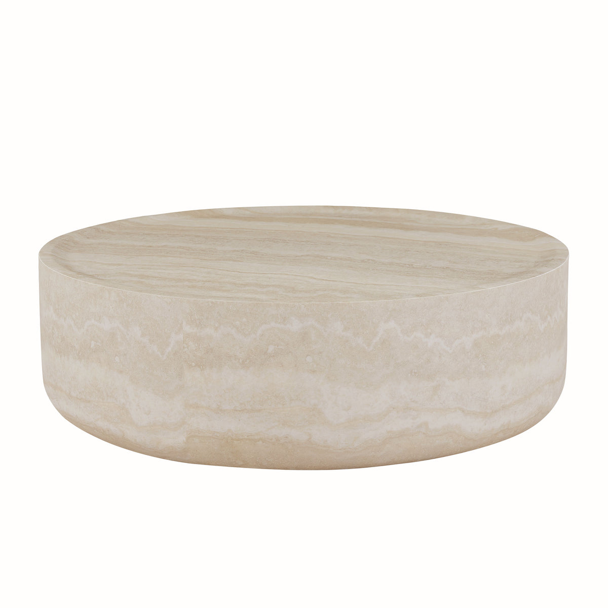 The Bailey Drum | Travertine Round Coffee Table